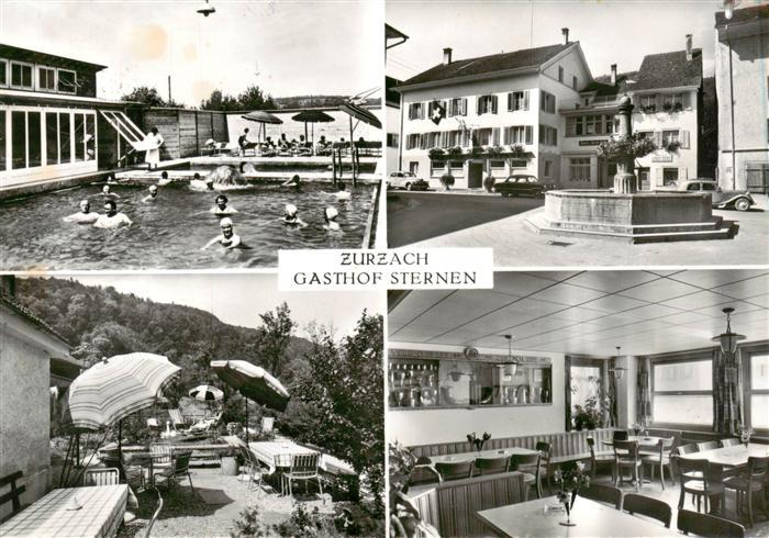 Zurzach Gasthof Sternen Gastraum Terrasse Schwimmbad Brunnen
