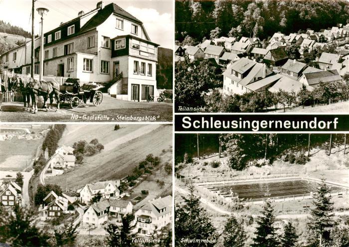 Schleusingerneundorf HO Gaststaette Steinbergsblick Teilansicht Schwimmbad