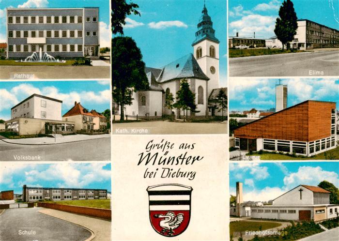 Muenster Dieburg Hessen Rathaus Volksbank Schule Kath Kirche Elima Ev Kirche Fri
