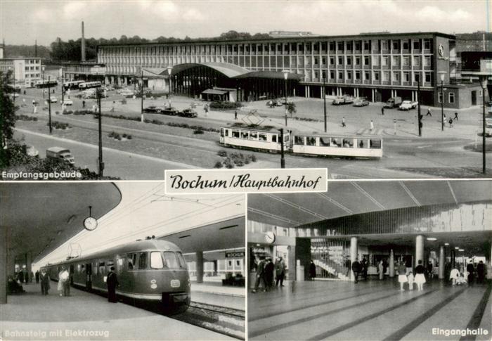 BOCHUM  CITY Hauptbahnhof Empfangsgebaeude Bahnsteig mit Elektrozug Eingangshall