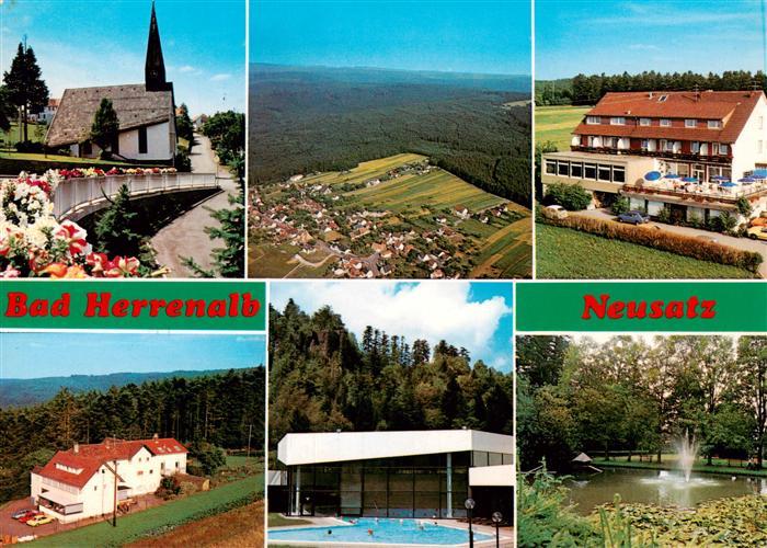 Neusatz Bad Herrenalb Blick zur Kirche Hotel Gasthof Parkanlagen Teich Schwimmba