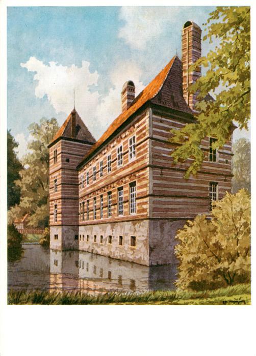 Horstmar Westfalen Haus Alst Serie Westfaelische Wasserburgen nach Aquarell von