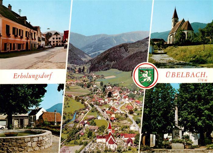 uebelbach Steiermark AT Marktplatz Fliegeraufnahme Pfarrkirche Marktbrunnen Krie