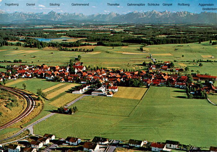 Aitrang Fliegeraufnahme mit Bayer und Allgaeuer Hochalpen