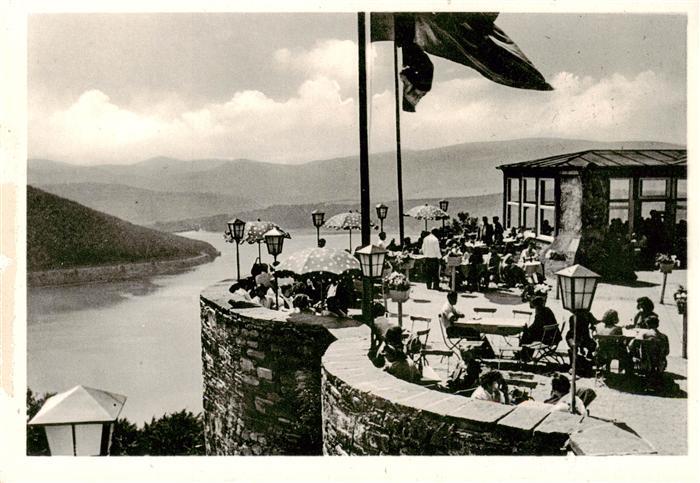 Waldeck  Edersee Burghotel Restauration Schloss Waldeck Kaffeeterrasse