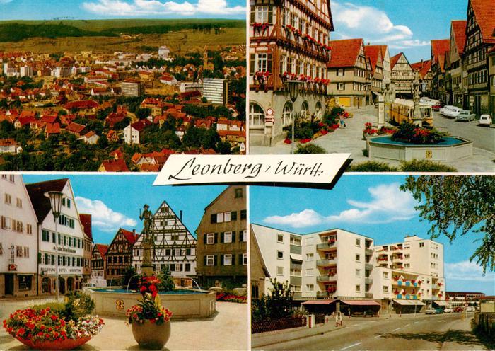 Leonberg  Wuerttemberg Panorama Brunnen Markt Wohnblocks