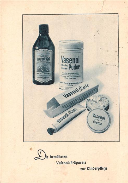 Werbung Reklame Vasenol Puder Paste Creme Ol Kinderpflege