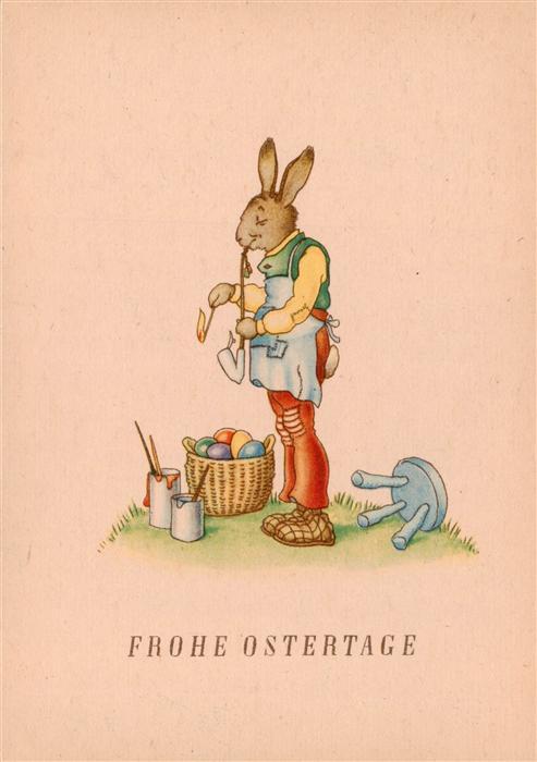 Ostern Easter Paques Pasqua Hase Eier Lamberz-Karte Litho