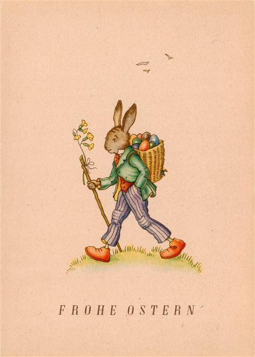 Ostern Easter Paques Pasqua Hase Eierkorb Litho