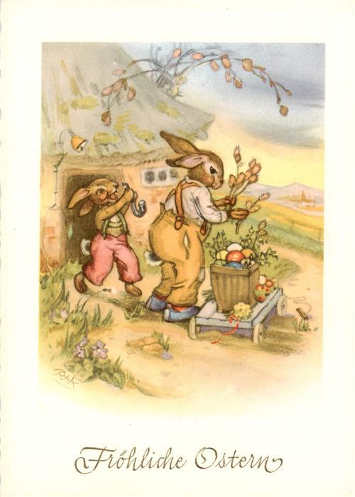 Ostern Easter Paques Pasqua Hasen Eier Litho
