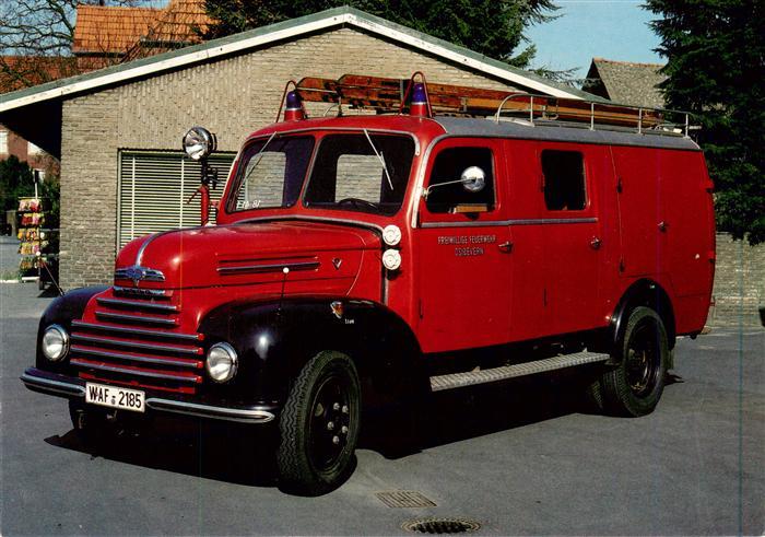 Feuerwehr Fire-Brigade Pompiers Bomberos Ford FK 3500 1954 Loeschgruppenfahrzeug