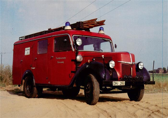 Feuerwehr Fire-Brigade Pompiers Bomberos FORD Ruhr G 38 T Spezial 1950 Loeschgru