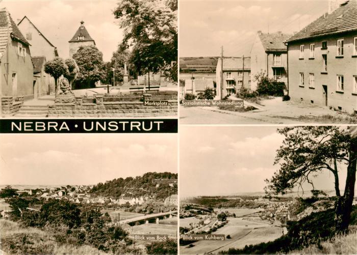 Nebra Unstrut Marktplatz Soz Wohnsiedlung Blick vom Bock und Kuhberg