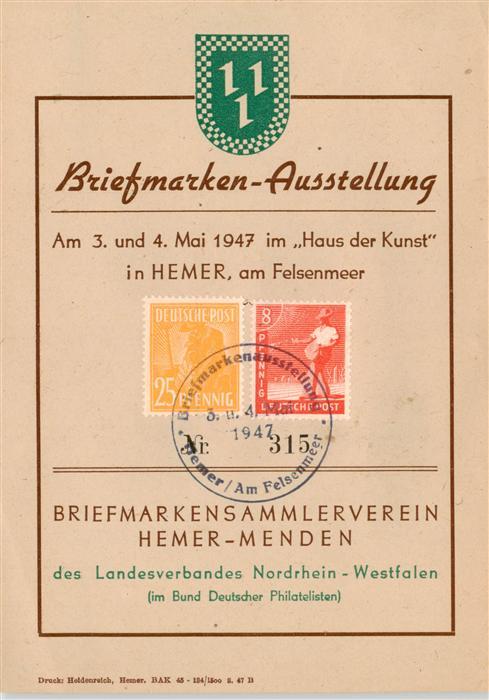 Hemer NRW Briefmarken Ausstellung im Haus der Kunst