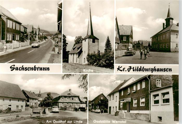 Sachsenbrunn Dorfstrasse Kirche Am Gasthof zur Linde Gaststaette Werratal