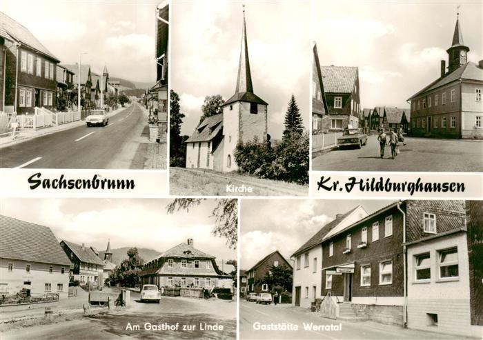Sachsenbrunn Dorfstrasse Kirche Am Gasthof zur Linde Gaststaette Werratal