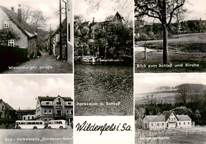 Wildenfels Wiesenburger Strasse Parkteich Schloss Kirche Bushaltestelle Goldener