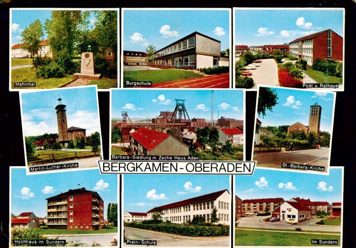 Oberaden Bergkamen Mahnmal Burgschule Post und Rathaus Martin Luther Kirche Barb