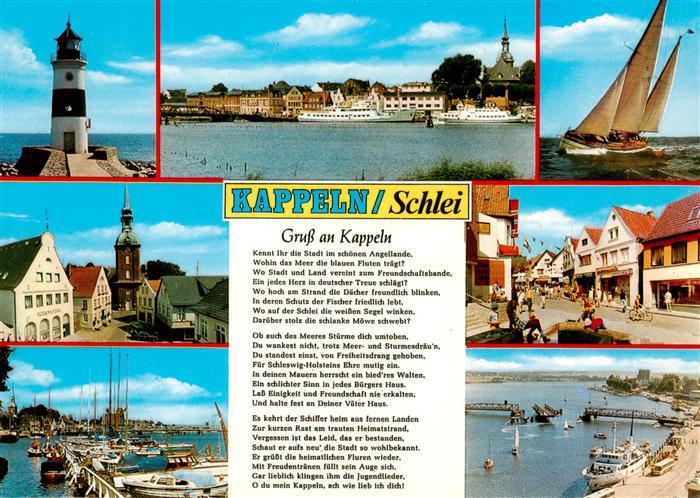 Kappeln Schlei Leuchtturm Fahrgastschiffe Segelboot Kirche Hafenpartien Dorfstra