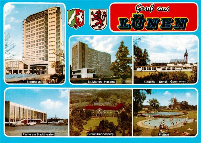 Luenen UNNA NRW Stadthaus St Marien Hospital Geschw Scholl Gymnasium Stadttheat