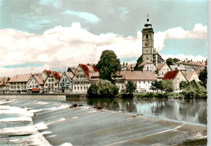 Nuertingen Neckar Neckarpartie mit Kirche