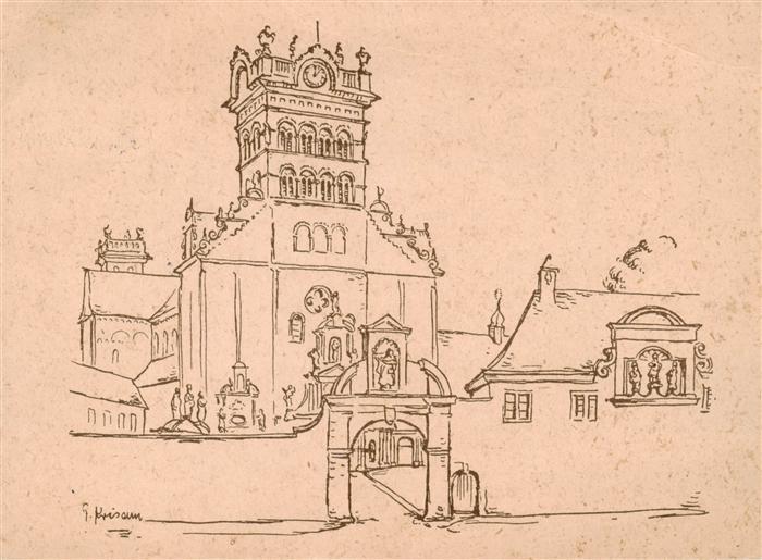 TRIER  CITY 800jaehriges Weihe Jubilaeum der St Matthias Basilika Zeichnung