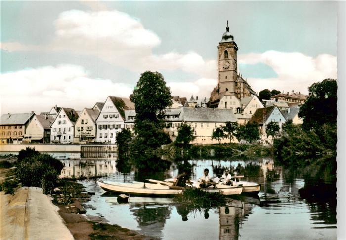 Nuertingen Neckar Neckarpartie mit Kirche