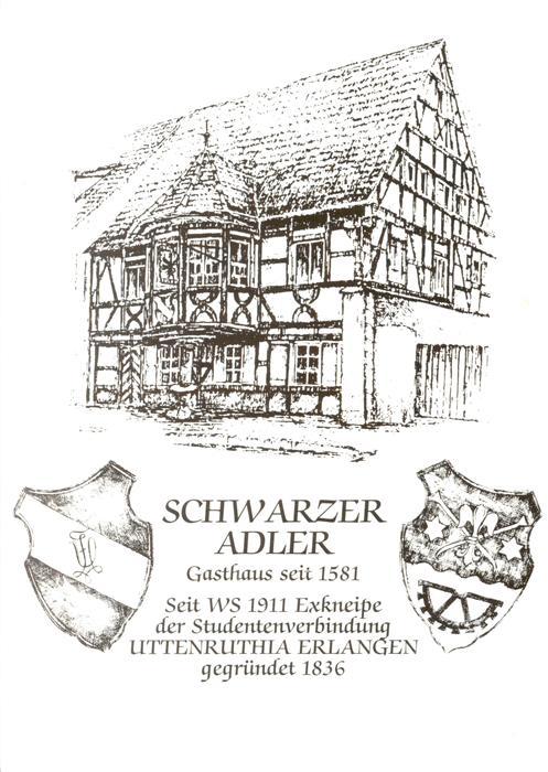 ERLANGEN Bayern Schwarzer Adler Gasthaus Zeichnung