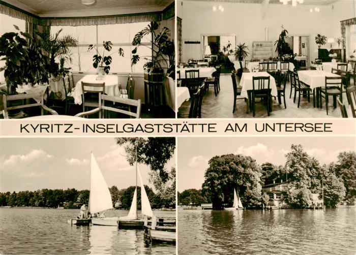 Kyritz Brandenburg Inselgaststaette am Untersee Gastraeume Bootssteg Panorama