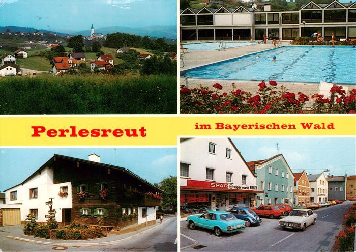 Perlesreut Panorama Freibad Wohnhaus SPAR Geschaeft