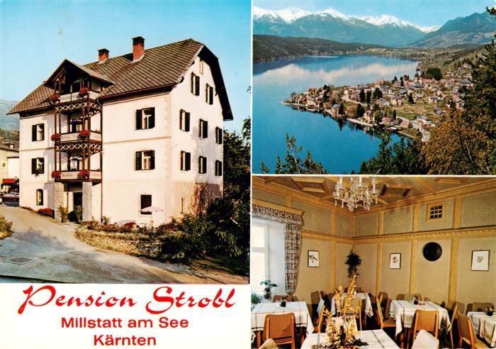 Millstatt Millstaettersee Kaernten AT Pension Strobl Gastraum Panorama