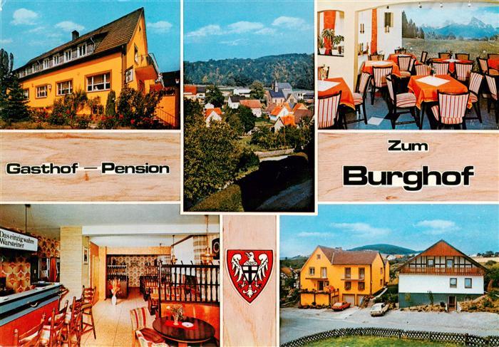 Dreislar Gasthof Pension zum Burghof Gastraum Stadtpanorama