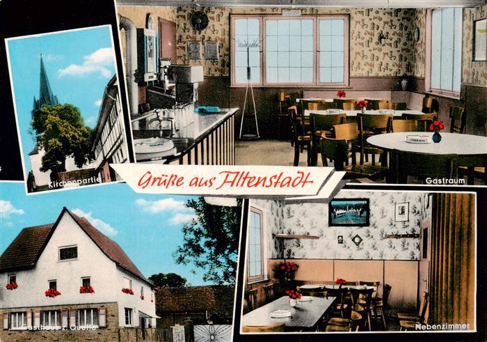 Altenstadt Hessen Gasthaus zur Quelle Gastraum Blick zur Kirche