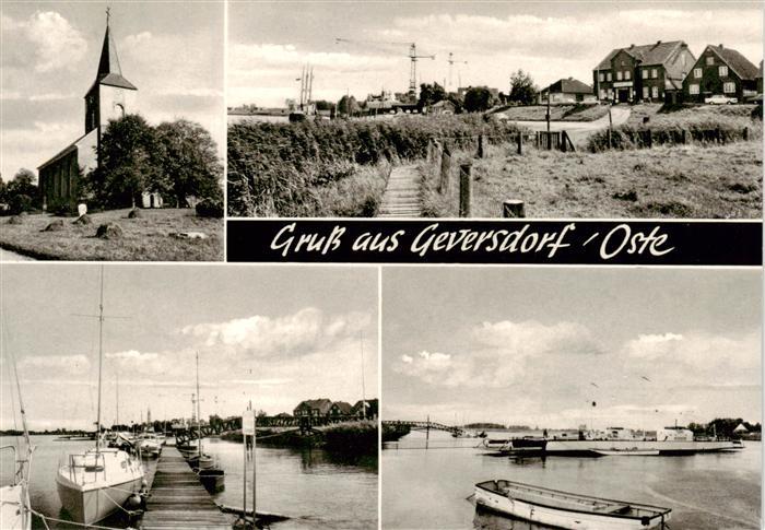 Geversdorf Niederelbe Teilansichten Kirche Bootsanleger Faehre