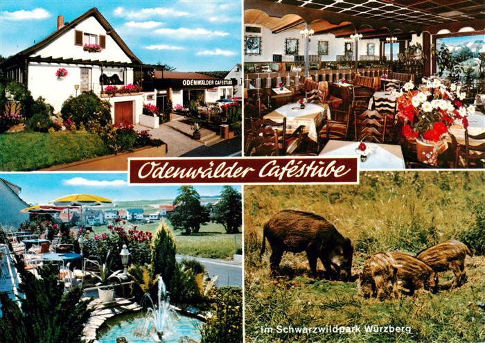 Wuerzberg Michelstadt Odenwaelder Cafestube Gastraum Terrasse Schwarzwildpark