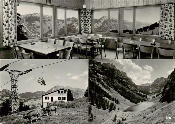 Filzbach GL Berggasthaus Habergschwend Gastraum Sesselbahn Talstation