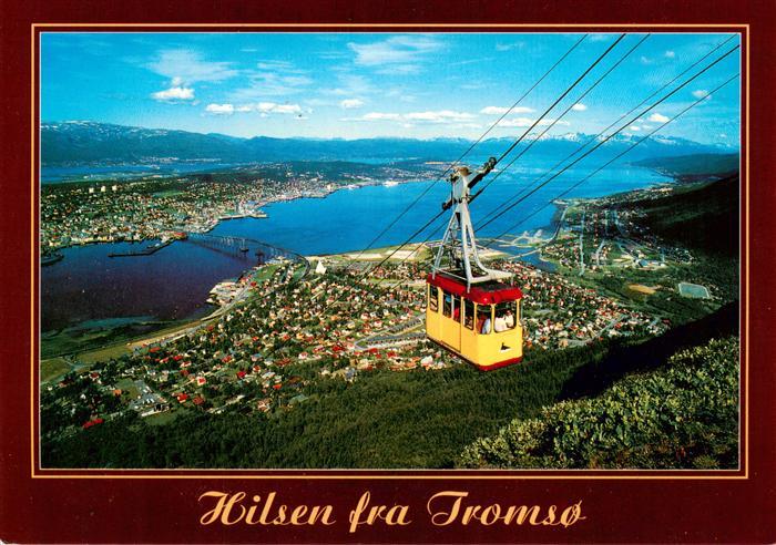 Tromso Norge Panorama mit Seilbahn