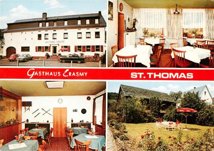 St Thomas Eifel Gasthaus Pension Erasmy Gastraum Garten
