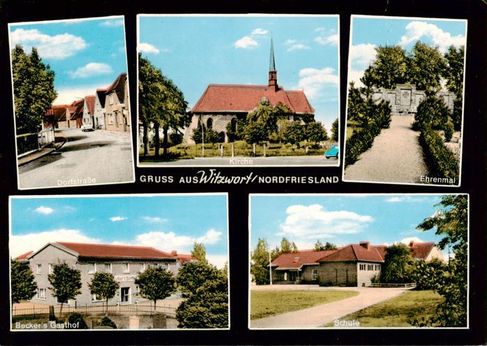 Witzwort Adolfskoog Dorfstrasse Kirche Ehrenmal Beckers Gasthof Schule