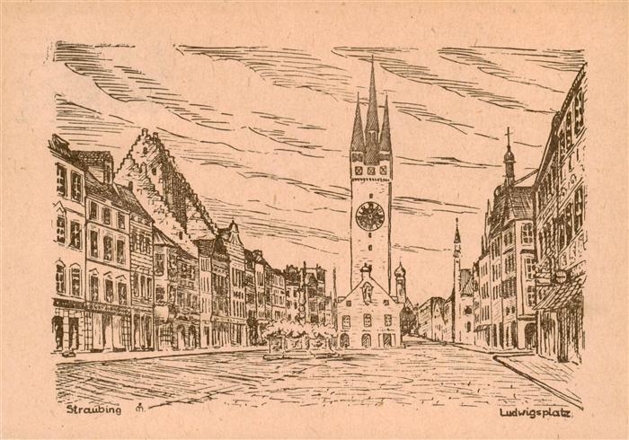 Straubing Ludwigsplatz Zeichnung