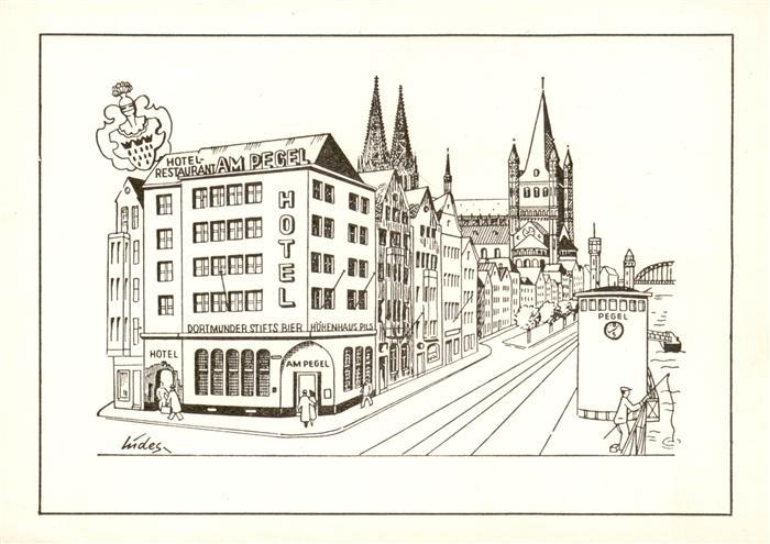 Koeln  Rhein Hotel Restaurant Am Pegel Zeichnung
