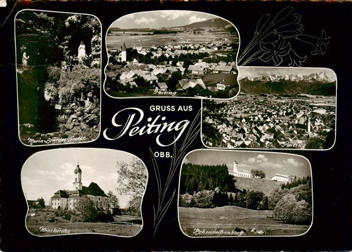 Peiting Maria Lourdes Grotte Panorama Wieskirche Hohenpeissenberg