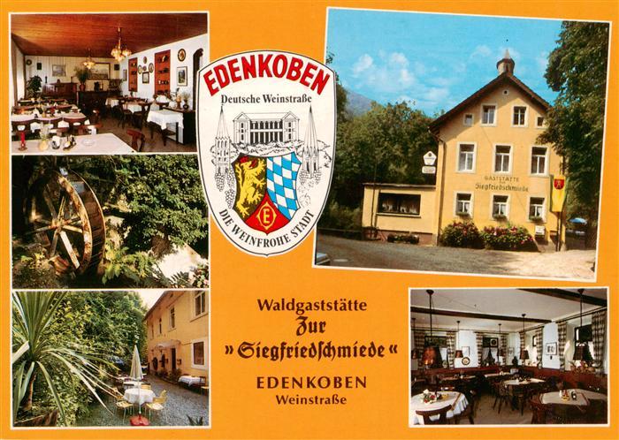 Edenkoben Waldgaststaette Zur Siegfriedschmiede Gastraeume Wasserrad Freiterrass