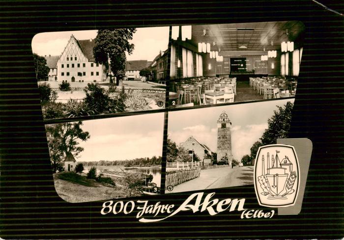 Aken Elbe Rathaus Speisesaal VEB Flachglaswerk Pegelhaeuschen mit Faehre Koethen