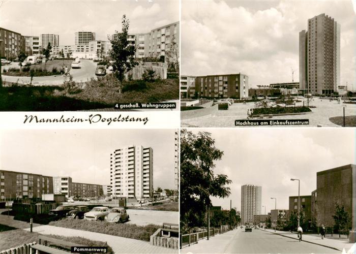 Vogelstang Wohngruppen Hochhaus am Einkaufszentrum Pommernweg Strassenpartie