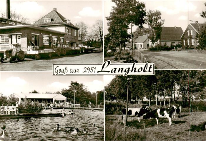 Langholt Gaststaette Ortspartie Schwimmbad Kuehe