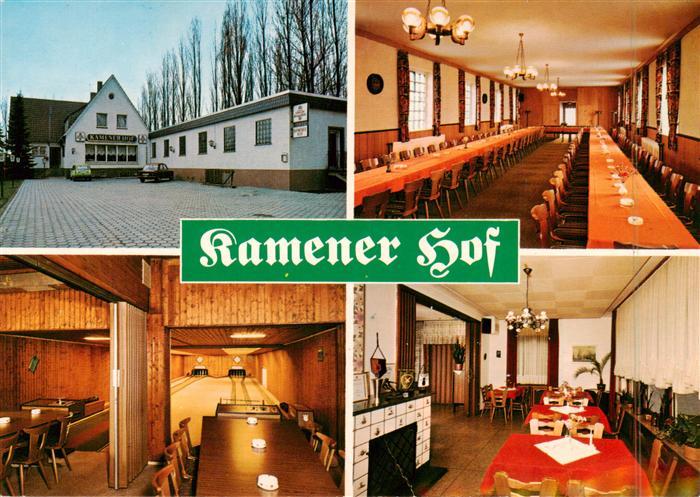 Kamen Westfalen Restaurant Kamener Hof Gastraeume Kegelbahn Saal mit Buehne
