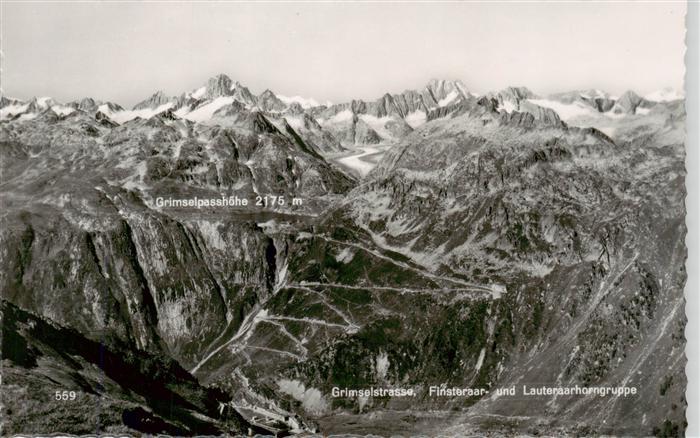 Grimsel Passhoehe Fliegeraufnahme mit Hotel Restaurant Alpenroesli Grimselstrass