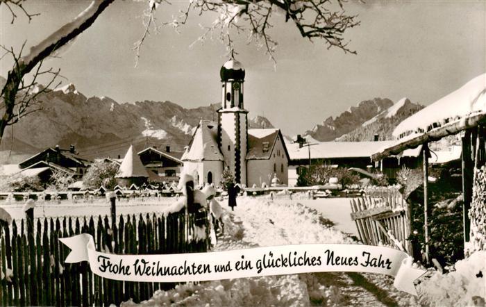 Wallgau mit Kirche Wetterstein und Zugspitze
