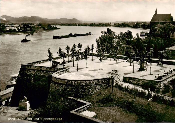 Bonn Rhein Alter Zoll und Siebengebirge